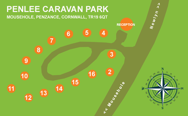 Map of Penlee Caravan Park in Mousehole